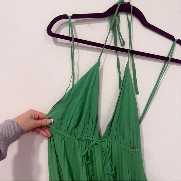 Alice + Olivia Green Silk Sleeveless Maxi Dress L/XL - Picture 3 of 8